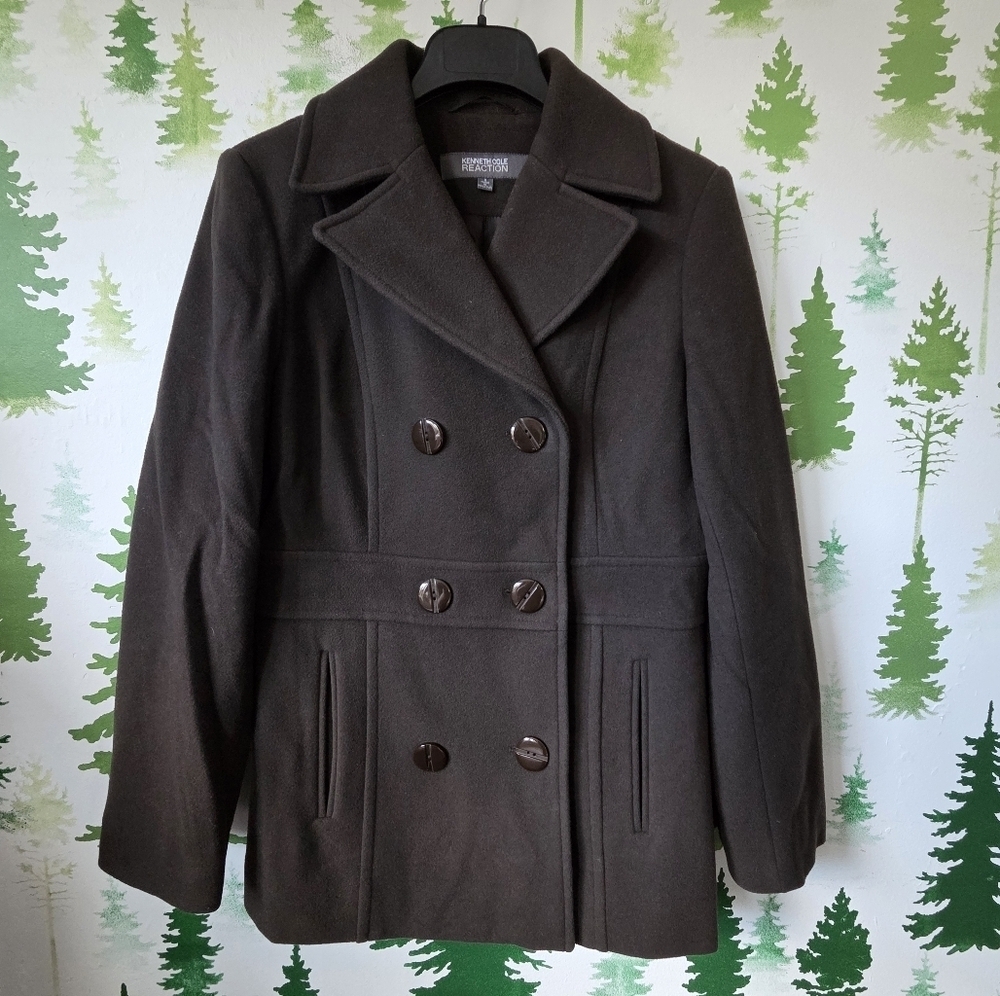 Kenneth Cole Reaction Double-Breasted Brown/Grey Coat